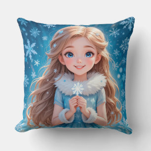 Beautiful  young snow maiden cushion