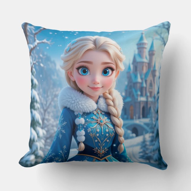 Beautiful  young snow maiden cushion (Front)
