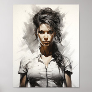 Beautiful Young Woman Unique Female Art Poster