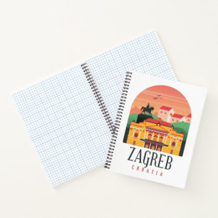 Beautiful Zagreb Croatia Cityscape Vintage Notebook