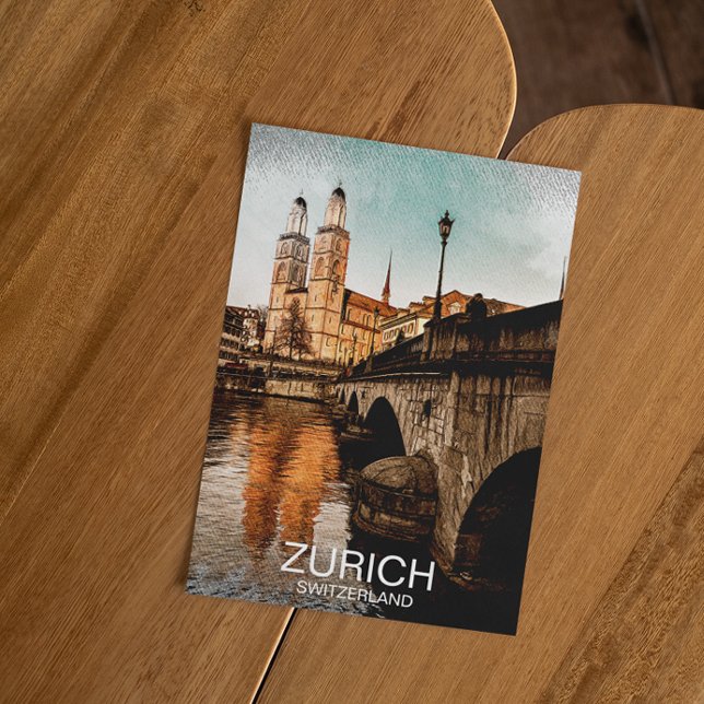 Beautiful Zurich Switzerland City View Postcard (stylish zurich switzerland postcard)