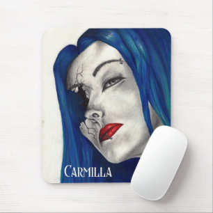 Beautifully Broken Fantasy Goth Girl Blue Hair Art Mouse Mat