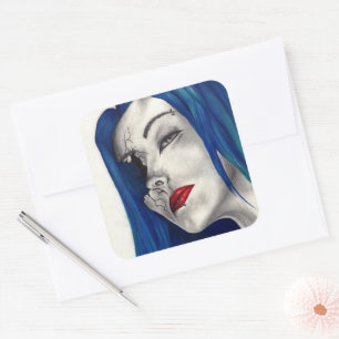 Beautifully Broken Fantasy Goth Horror Surreal Art Square Sticker