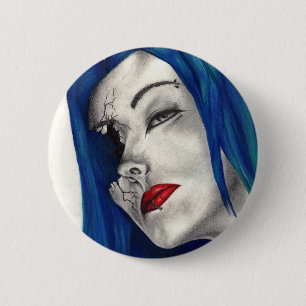 Beautifully Broken Goth Girl Fantasy Original Art 6 Cm Round Badge