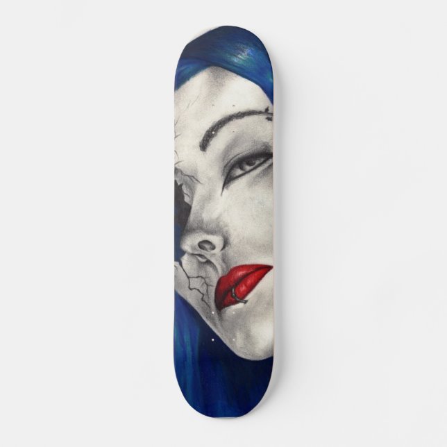Beautifully Broken Goth Girl Horror Fantasy Art Skateboard (Front)