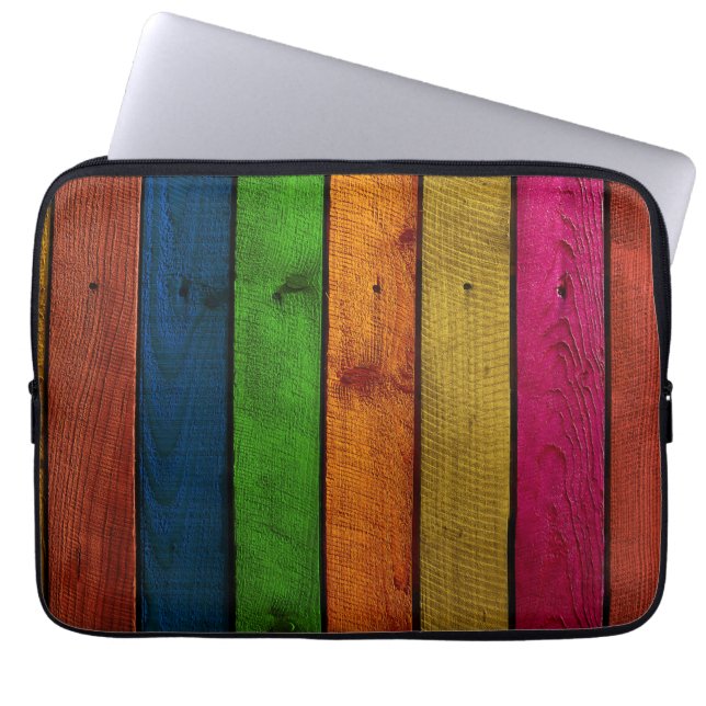 beautifully coloured wooden planks laptop sleeve (Front)