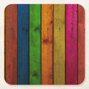 beautifully coloured wooden planks square paper coaster