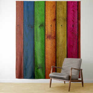 beautifully coloured wooden planks tapestry