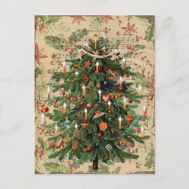Beautifully Decorated Victorian Christmas Tree Postcard (Front)