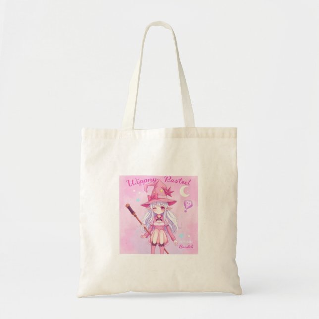 Beautifully Designed Cute Looking Witch in Pastel Tote Bag (Front)