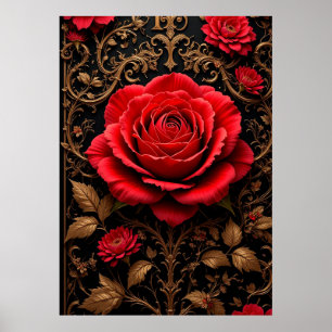 Beautifully designed red rose poster