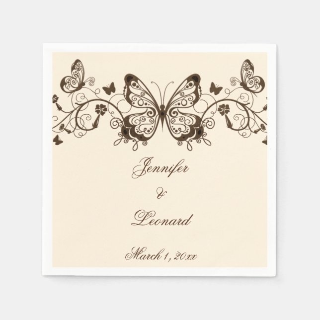 Beautifully Elegant Butterfly Wedding Napkins (Front)