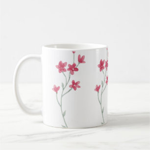 Beautifully Hand Painted Dusty Pink Wild Flowers Coffee Mug