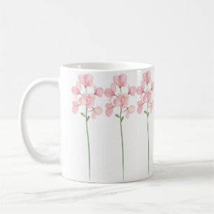 Beautifully Hand Painted Pink Wild Flowers Coffee Mug