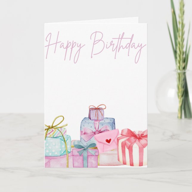 Beautifully illustrated gifts stack card (Front)