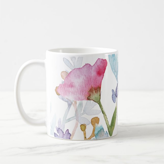 Beautifully Illustrated Painted Floral Print  Coffee Mug (Left)