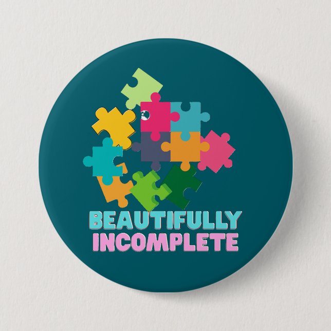 Beautifully Incomplete Colourful Puzzle Piece 7.5 Cm Round Badge (Front)