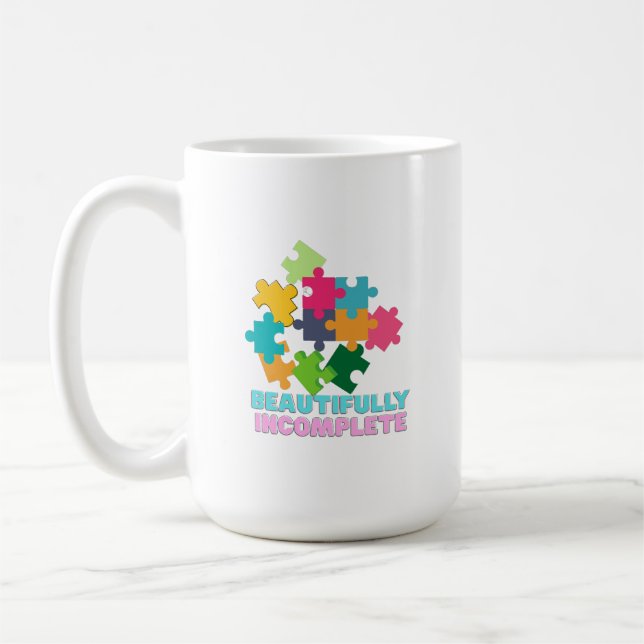 Beautifully Incomplete Colourful Puzzle Piece Coffee Mug (Left)
