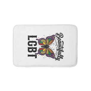 Beautifully LGBT Butterfly Vintage Pride Shirt_1 Bath Mat