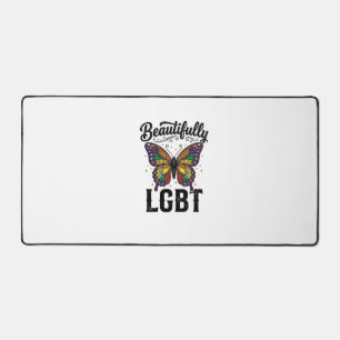 Beautifully LGBT Butterfly Vintage Pride Shirt_1 Desk Mat