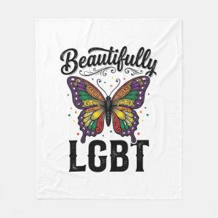 Beautifully LGBT Butterfly Vintage Pride Shirt_1 Fleece Blanket