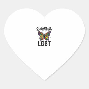 Beautifully LGBT Butterfly Vintage Pride Shirt_1 Heart Sticker