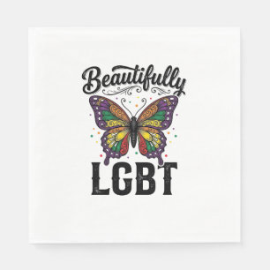 Beautifully LGBT Butterfly Vintage Pride Shirt_1 Napkin