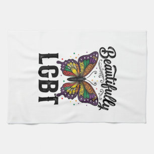 Beautifully LGBT Butterfly Vintage Pride Shirt_1 Tea Towel