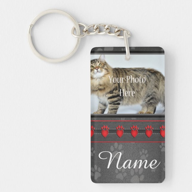 Beautifully Personalised Dog or Cat Memorial Key Ring (Front)