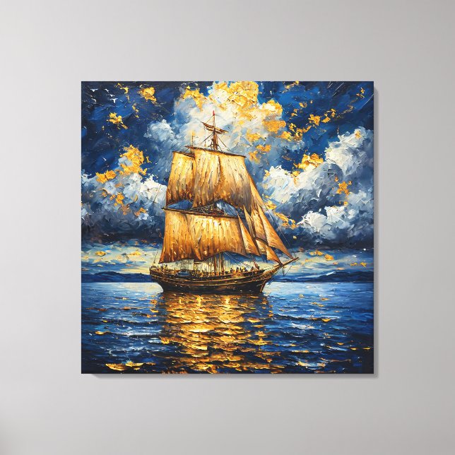 Beautifully rendered sailing ship canvas print (Front)