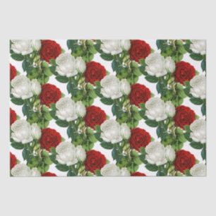 Beautiufl Red White Roses Vintage Botanical  Tissue Paper