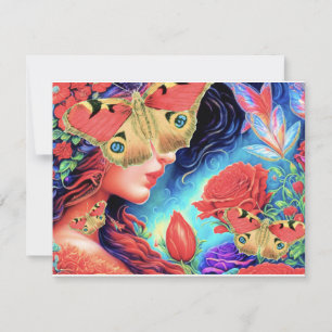"Beautopia" Butterfly ART Beautiful Surreal Woman  Invitation