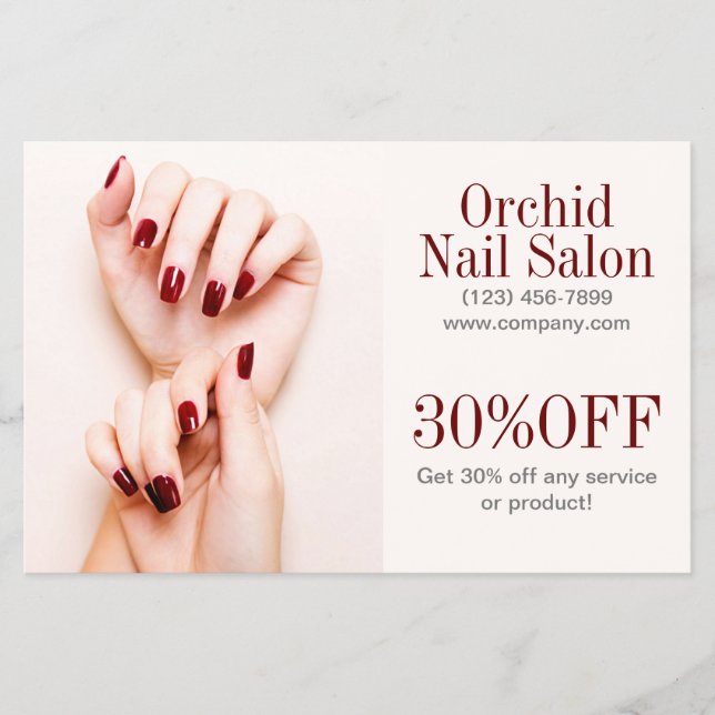 Beauty Aesthetician Manicure Nail Salon Price List Flyer (Front)