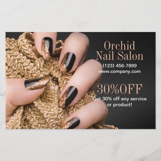 Beauty Aesthetician Manicure Nail Salon Price List Flyer (Front)