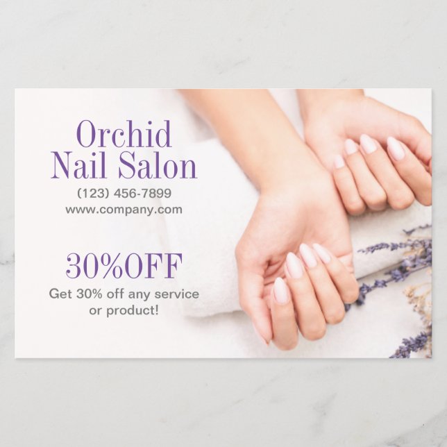 Beauty Aesthetician Manicure Nail Salon Price List Flyer (Front)