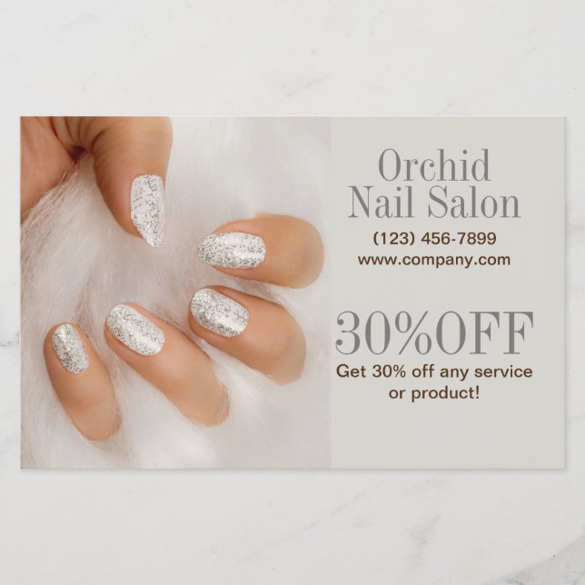 Beauty Aesthetician Manicure Nail Salon Price List Flyer (Front)