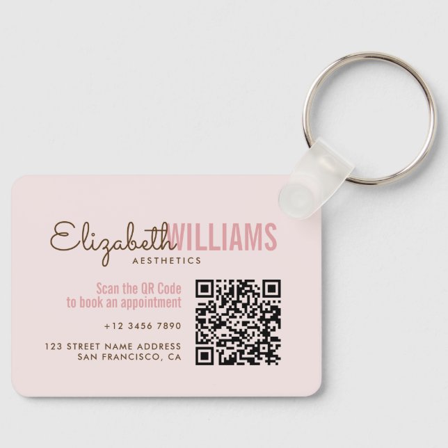Beauty Aesthetics Business & Loyalty Card QR Code Key Ring (Front)
