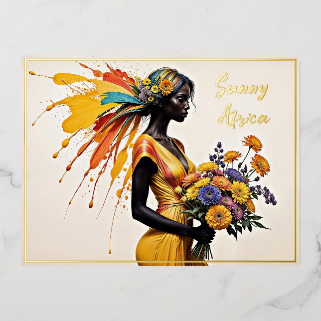 Beauty African women elegant lady ethnic look Foil Holiday Postcard (Front)