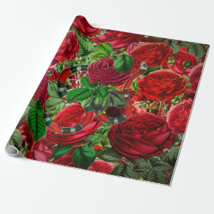 Beauty And Beast - Snake and Rose Flower Pattern Wrapping Paper