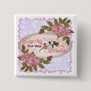 Beauty and Brains 15 Cm Square Badge