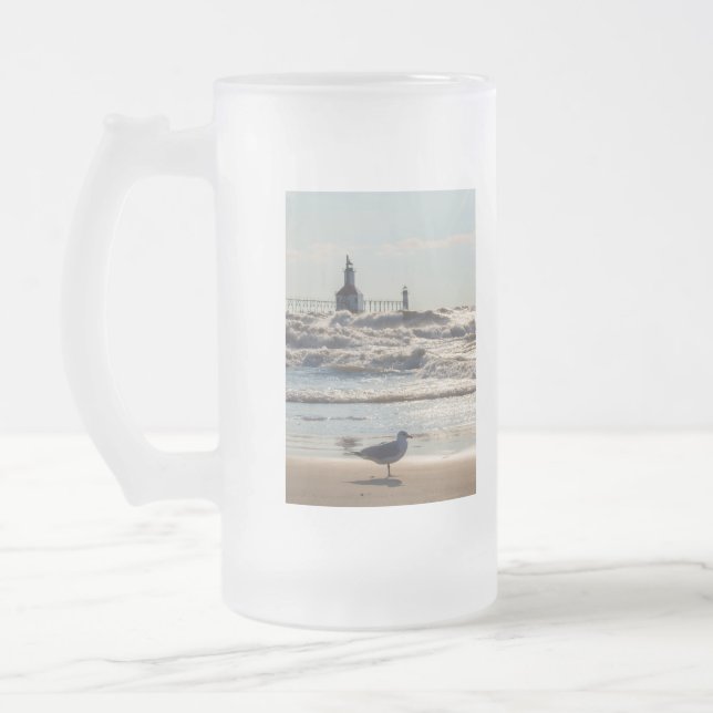 Beauty And Force Frosted Glass Beer Mug (Left)