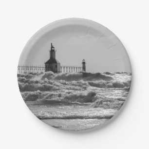 Beauty And Force Grayscale Paper Plate