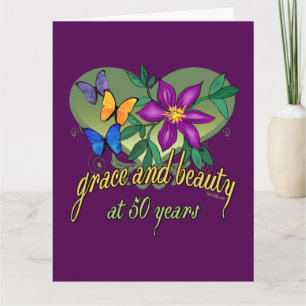 Beauty and Grace 50th Birthday Card