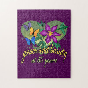 Beauty and Grace 50th Birthday Jigsaw Puzzle