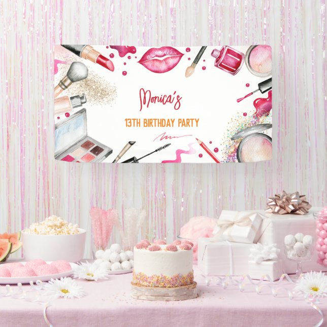 Beauty and makeup spa birthday party banner (Party)