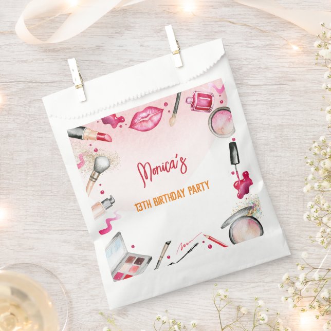 Beauty and makeup spa birthday party favour bags (Clipped)