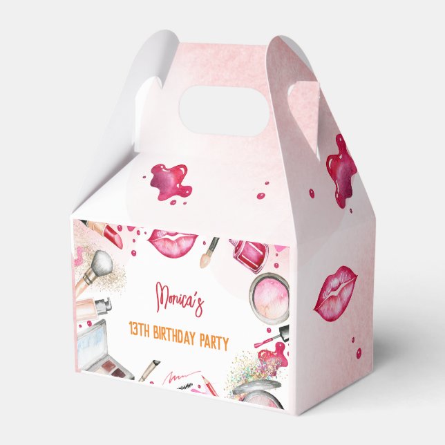 Beauty and makeup spa birthday party favour box (Front Side)