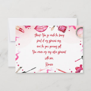 Beauty and makeup spa birthday thank you card