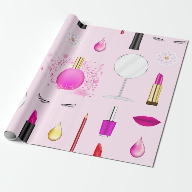 Beauty and makeup wrapping paper (Unrolled)