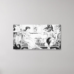 Beauty and the Beast, 1874 (litho) (b/w photo) Canvas Print